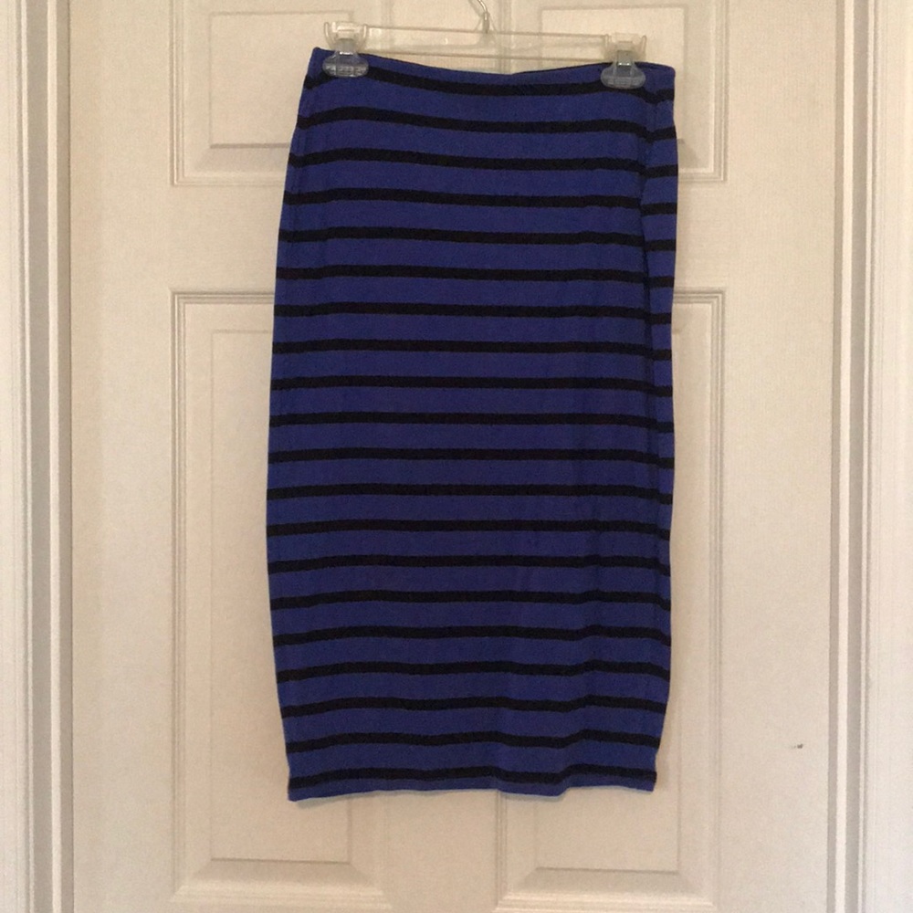 Old Navy, blue and black striped midi skirt